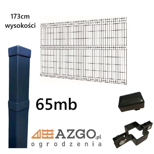 Ogrodzenie Panelowe 173cm fi4 – KOMPLET 60 mb (panele, słupki i akcesoria)
