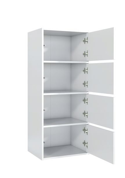 NOWOCZESNA POJEMNA KOMODA BIAŁA 4 DRZWI SZAFKA DO SALONU PRZEDPOKOJU