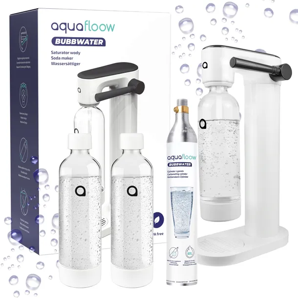 SATURATOR DO WODY GAZOWANEJ 2X BUTELKA NA WODĘ NABÓJ CO2 CYLINDER AQUAFLOOW