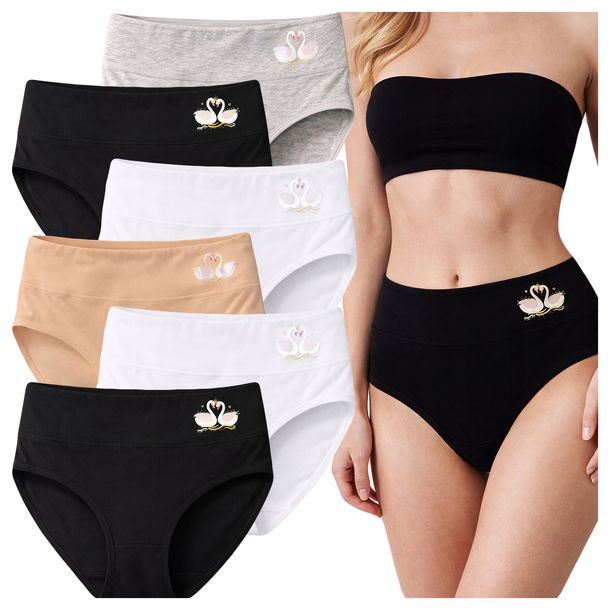 6x Majtki Damskie WYSOKIE Cotton Bawełniane figi Seksowne Kobiece PREMIUM