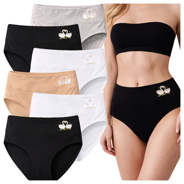 6x Majtki Damskie WYSOKIE Cotton Bawełniane figi Seksowne Kobiece PREMIUM