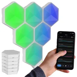 zdalnie-sterowana-lampa-gamingowa-hexagon-dekoracja-scienna-led-rgb
