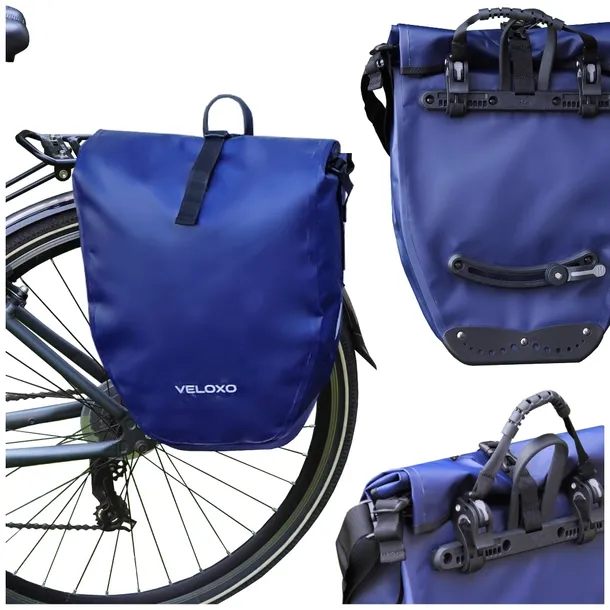 SAKWA ROWEROWA WODOODPORNA VELOXO 25L NA BAGAŻNIK NIEBIESKA ADVENTURE PRO