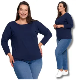 gladka-bluzka-damska-koszulka-z-3-4-rekawem-modna-klasyczna-moraj-3xl