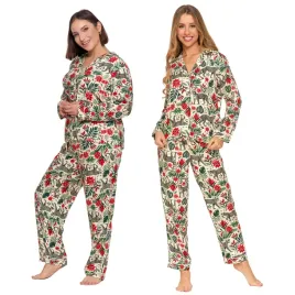 elegancka-pizama-damska-wzorzysta-koszulowa-gora-dlugie-spodnie-moraj-xxl