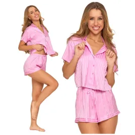 elegancka-pizama-damska-satynowa-w-paski-koszulowa-gora-szorty-moraj-xl