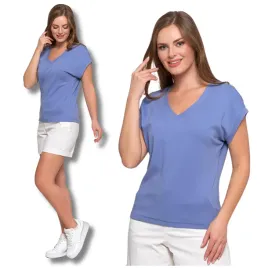 bluzka-damska-t-shirt-prosty-fason-gladki-top-koszulka-bawelniana-moraj-xs