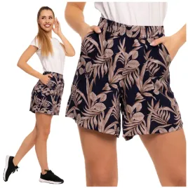 modne-szorty-krotkie-spodenki-damskie-moraj-gumka-w-pasie-roslinny-wzor-xl
