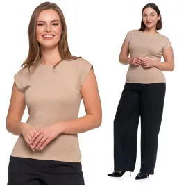 koszulka-damska-top-z-krotkim-rekawem-bezowa-bluzka-t-shirt-moraj-xl