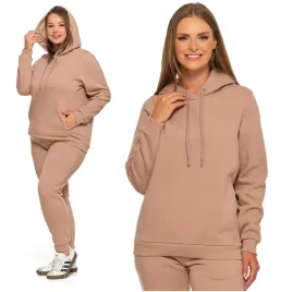 ciepla-bluza-damska-z-kapturem-dresowa-bezowa-klasyczna-gladka-moraj-xxl