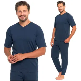 gladka-pizama-meska-elegancka-krotki-rekaw-dlugie-spodnie-bawelna-moraj-xxl