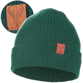 czapka-damska-zimowa-beanie-na-chlodne-dni-w-prazek-naszywka-jelenia-moraj