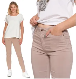 spodnie-damskie-dlugie-eleganckie-wiskoza-bezowe-rurki-modne-moraj-l