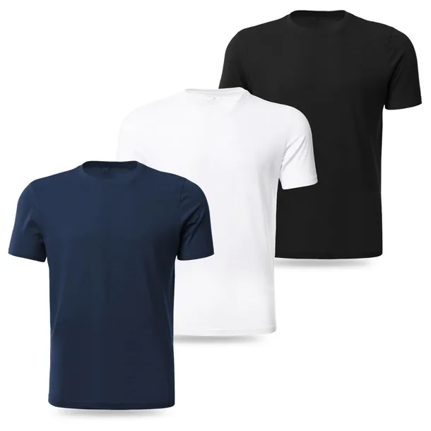 T-Shirt Męski Koszulka Bawełniana Krótki Rękaw Gładka Zestaw 3PAK MORAJ XL
