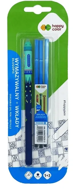 Długopis wymazywalny + 3 wkłady niebieski 0,5mm Happy Color