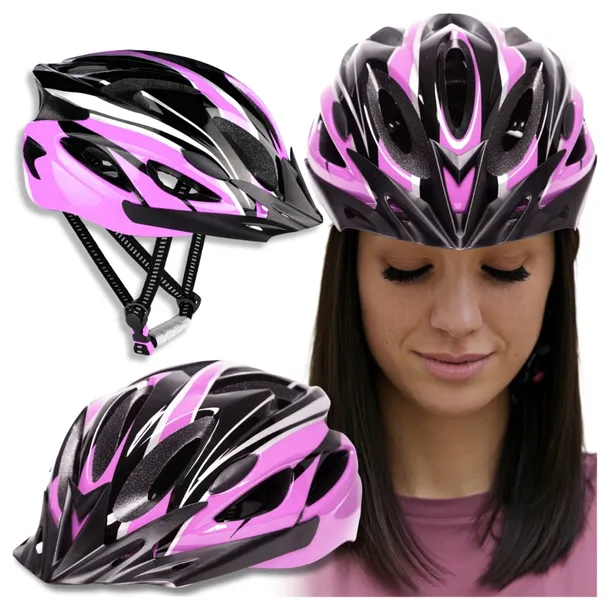 Kask Rowerowy Damski Szosowy z Daszkiem MTB Regulowany Różowy na Rolki