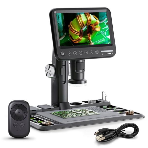 Mikroskop Cyfrowy Inskam 318 1600x Ekran LCD FullHD 7" 1080p 28 LED