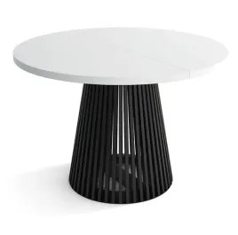 stol-okragly-dusto-rozkladany-z-lamelami-120-220-cm-bialy-czarny