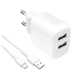 ladowarka-sieciowa-2x-usb-a-prolite-10w-z-kablem-usb-a-usb-c-1-2m-biala