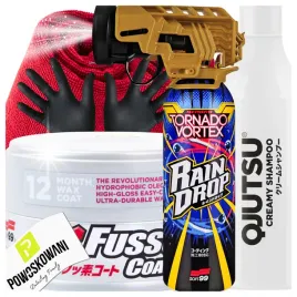 soft99-fusso-coat-wosk-samochodowy-qd-rain-drop-szampon-qjutsu-zestaw