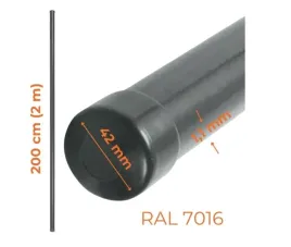 slupek-ogrodzeniowy-rura-fi-42mm-1-1mm-2m-antracyt-ral-7016
