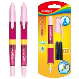 pioro-wieczne-na-naboje-keyroad-smoozzy-szkolne-rozowe-m-2-naboje-2-szt