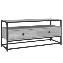 szafka-tv-drewniana-100x35x45cm-szary-dab-sonoma