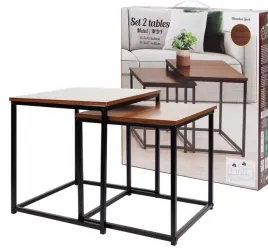 stolik-kawowy-ciemny-dab-loft-metalowy-mdf-stoliki-zestaw-2-sztuki