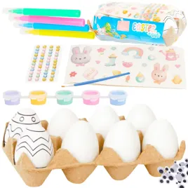 Zdjęcie produktu Pisanki Wielkanocne Zestaw 16 el. Farby Naklejki Pędzelki Zabawa dla Dzieci