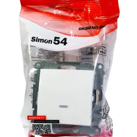 Zdjęcie produktu włącznik światła przycisk pojedynczy Simon 54 podświetlany biały