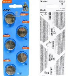 Zdjęcie produktu 5x Bateria LITOWA Vinnic CR2450 3V 2450 ważność do 2028r