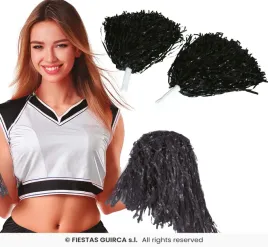 pompon-czarny-pom-pom-trzy-cheerleaderka-do-kibicowania-doping-na-meczu