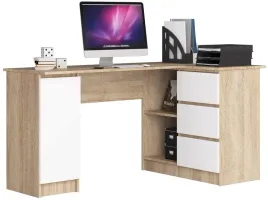 duze-biurko-narozne-sonoma-biale-3-szuflady-155-cm