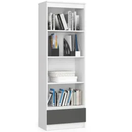 regal-60-cm-4-polki-1-szuflada-bialy-szary-matowy