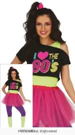 stroj-disco-t-shirt-sukienka-lata-80-bluzka-klubowa-neonowa-s