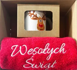 box-prezentowy-reczniki-50x100-z-haftem-wesolych-swiat-kubek-renifer