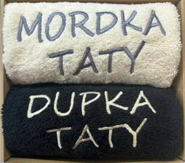 prezent-na-dzien-ojca-dla-taty-komplet-recznikow-100x50-mordka-dupka-taty