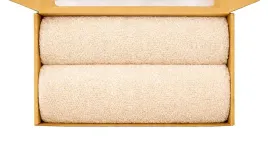 2x-recznik-kapielowy-70x140-puszysty-500g-bezowy-ozdobne-pudelko-prezent