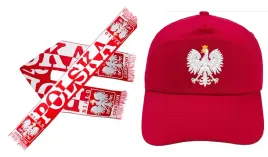 zestaw-dla-kibica-polski-szalik-czapka-godlo-flaga-polska