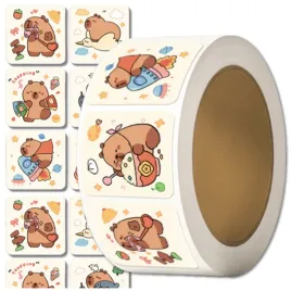 naklejki-kapibara-kolorowe-kreskowkowe-dla-dzieci-diy-na-rolce-300-szt