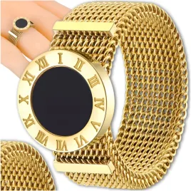 zloty-pierscionek-obraczka-stal-chirurgiczna-prosty-mesh-kolo-18k-pozlacany