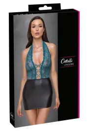 cottelli-lingerie-sukienka-xl-czarna-matowa-z-zielona-koronka