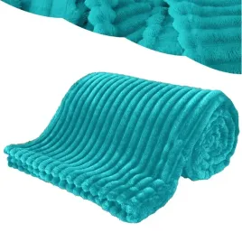 gruby-miekki-koc-z-mikrofibry-200x220-cotton-world-turkusowy