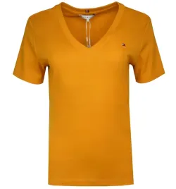tommy-hilfiger-t-shirt-damski-slim-pomaranczowy-l