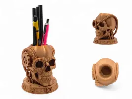 organizer-na-biurkoczaszka-steampunk-przybornik-na-kredkiolowkidlugopisy