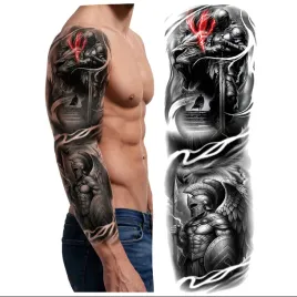 tatuaz-rekaw-archaniol-rycerz-wojownik-gladiator-zmywalny-tymczasowy-wodny