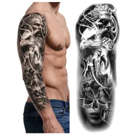 tatuaz-rekaw-zeus-symbol-smierci-czaszka-zmywalny-tymczasowy-wodny