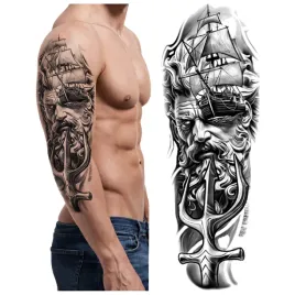 tatuaz-rekaw-posejdon-trojzab-statek-ocean-zmywalny-tymczasowy-wodny