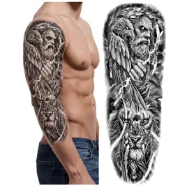 tatuaz-rekaw-lew-orzel-zeus-zmywalny-tymczasowy-wodny