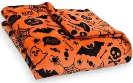 koc-halloween-czaszki-pomaranczowy-miekki-120x150-dwustronny-nietoperz-dyni